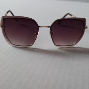 Guess Women's Gold Frame Sunglasses with Purple Gradient Lenses - Chic Oversized